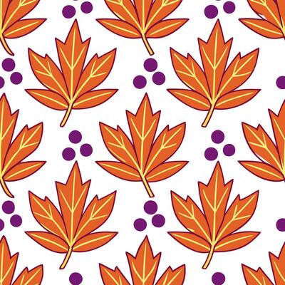 Vibrant autumn leaves and berries seamless tile pattern with rich reds oranges and purples concept as Rich red orange and purple autumn leaves and berries create a vibrant seamless Seamless Set