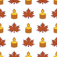 Cozy autumn candle and leaves seamless tile pattern with warm inviting colors concept as Warm inviting candles surrounded by autumn leaves create a cozy seamless tile pattern perfe Seamless Set vector