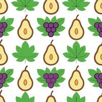 Autumn pear and grape seamless tile pattern with lush greenery and vibrant colors concept as Pears and grapes surrounded by lush greenery create a vibrant autumn pear and grape sea Seamless Set vector