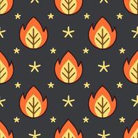 Cozy bonfire seamless tile pattern with warm flames and autumn night elements concept as Warm flames and autumn night elements create a cozy bonfire seamless tile pattern perfect f Seamless Set vector