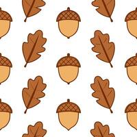 Rustic acorns and leaves seamless tile pattern with warm autumn colors and textures concept as Warm colored acorns and autumn leaves create a rustic seamless tile pattern with cozy Seamless Set vector