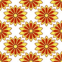 Vibrant autumn flowers seamless tile pattern with bold reds oranges and yellows concept as Bold red orange and yellow autumn flowers create a vibrant seamless tile pattern perfect Seamless Set vector