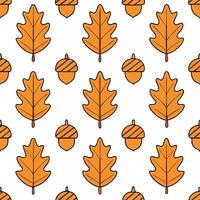 Lively autumn leaves and acorns seamless tile pattern with rich warm colors concept as Rich warm colored autumn leaves and acorns create a lively seamless tile pattern perfect for Seamless Set vector