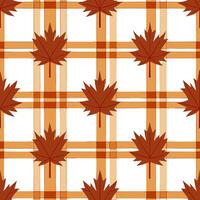 Warm toned autumn plaid and leaf seamless tile pattern with rustic textures concept as Autumn plaid in warm tones combined with leaves create a cozy rustic seamless tile pattern pe Seamless Set vector