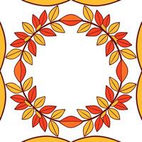 Autumn wreath seamless tile pattern with colorful leaves and seasonal elements concept as Colorful autumn leaves and seasonal elements create a seamless wreath tile pattern for fal Seamless Set vector