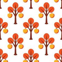 Lively autumn forest seamless tile pattern with colorful trees and fallen leaves concept as Colorful trees and fallen leaves create a lively autumn forest seamless tile pattern for Seamless Set vector