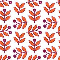 Autumn berries and leaves seamless tile pattern with deep reds purples and warm oranges concept as Deep red purple and warm orange autumn berries and leaves create a vibrant seamle Seamless Set vector