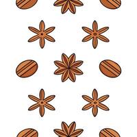 Autumn spices seamless tile pattern with cinnamon sticks nutmeg and cloves in warm tones concept as Cinnamon sticks nutmeg and cloves in warm tones create an autumn spices seamless Seamless Set vector