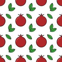 Juicy pomegranate seamless tile pattern with rich red seeds and green leaves concept as Rich red pomegranate seeds and green leaves form a juicy pomegranate seamless tile pattern f Seamless Set vector