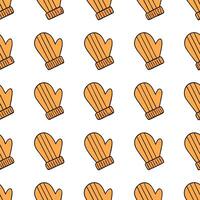 Cozy autumn knit gloves seamless tile pattern with warm colors and textured details concept as Warm colored knitted gloves with textured details create a cozy autumn knit gloves se Seamless Set 2 vector