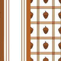 Warm autumn plaid and acorns seamless tile pattern with rustic textures concept as Autumn plaid combined with warm acorns create a rustic seamless tile pattern with cozy textures f Seamless Set vector