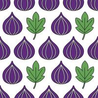 Sweet fig seamless tile pattern with deep purple and green hues for autumn elegance concept as Deep purple figs and green leaves create a sweet fig seamless tile pattern exuding au Seamless Set vector