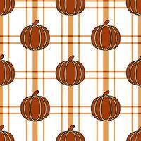 Cozy autumn plaid and pumpkin seamless tile pattern with warm colors and festive vibes concept as Warm plaid patterns combined with pumpkins create a cozy autumn plaid seamless til Seamless Set vector