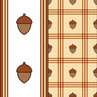 Cozy autumn plaid and acorn seamless tile pattern with warm colors and rustic textures concept as Warm plaid patterns and acorns create a cozy autumn seamless tile pattern with rus Seamless Set vector