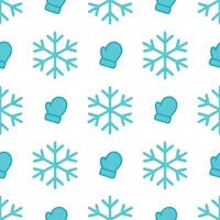 Frosty snowflake and mitten seamless tile pattern with icy accents and cool tones concept as Icy accents on snowflakes paired with cozy mittens create a seamless tile pattern with Seamless Set vector