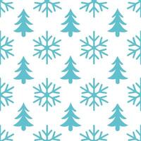 Snowflake and reindeer seamless tile pattern with winter forest elements and cool tones concept as Snowflakes paired with reindeer create a seamless tile pattern with winter forest Seamless Set vector