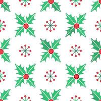 Frosty snowflake and holiday wreath seamless tile pattern with festive greenery and berries concept as Festive greenery and berries paired with snowflakes create a frosty seamless Seamless Set vector