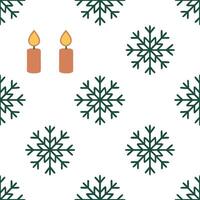 Elegant snowflake and candle seamless tile pattern with warm winter glow and frosty accents concept as Elegant snowflakes paired with warm candles create a seamless tile pattern wi Seamless Set vector