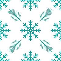 Frosty snowflake and evergreen seamless tile pattern with cool winter hues concept as Cool winter hues highlight frosty snowflakes and evergreen branches in a seamless tile pattern Seamless Set vector