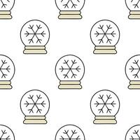 Magical snow globe and snowflake seamless tile pattern with sparkling winter elements concept as Magical snow globes and sparkling snowflakes create a seamless tile pattern with en Seamless Set vector
