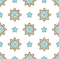 Frosty snowflake and Christmas cookie seamless tile pattern with sweet holiday elements concept as Sweet holiday cookies paired with frosty snowflakes create a seamless tile patter Seamless Set vector
