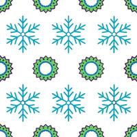 Frosty snowflake and holiday wreath seamless tile pattern with festive winter elements concept as Holiday wreaths paired with frosty snowflakes create a seamless tile pattern with Seamless Set vector