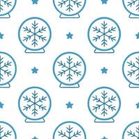 Frosty snowflake and snow globe seamless tile pattern with magical winter elements concept as Magical snow globes paired with frosty snowflakes create a seamless tile pattern with Seamless Set 2 vector