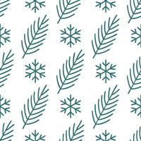 Snowflake and evergreen branch seamless tile pattern with icy accents and winter elegance concept as Evergreen branches paired with snowflakes create a seamless tile pattern with i Seamless Set vector