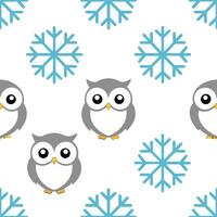 Frosty snowflake and snowy owl seamless tile pattern with winter wildlife elements concept as Snowflakes paired with snowy owls create a seamless tile pattern with winter wildlife Seamless Set vector