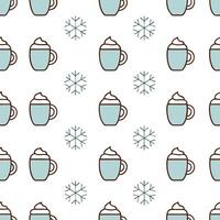 Snowflake and cozy mug seamless tile pattern with warm winter beverages and frosty details concept as Cozy mugs filled with warm beverages paired with snowflakes create a seamless Seamless Set vector