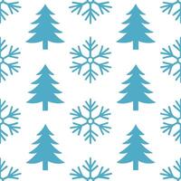 Frosty snowflake and pine tree seamless tile pattern with winter forest theme and icy textures concept as Frosty snowflakes and pine trees create a seamless tile pattern with a win Seamless Set vector