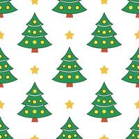 Festive Christmas tree seamless tile pattern with ornaments stars and snowy accents concept as Ornaments and stars adorn festive Christmas trees with snowy accents in a seamless ti Seamless Set vector
