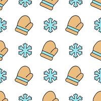 Cozy winter mittens and snowflake seamless tile pattern with warm textures and cool accents concept as Cozy mittens paired with snowflakes create a seamless tile pattern with warm Seamless Set vector