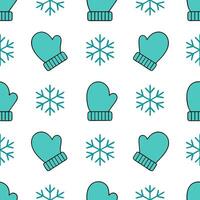 Snowflake and mittens seamless tile pattern with cozy winter elements and icy accents concept as Cozy mittens paired with snowflakes create a seamless tile pattern with icy accents Seamless Set vector
