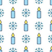 Snowflake and festive candle seamless tile pattern with glowing winter accents concept as Glowing winter candles paired with snowflakes create a seamless tile pattern with festive Seamless Set vector