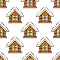 Cozy winter cabin seamless tile pattern with snow covered rooftops and warm lights concept as Snow covered rooftops and warm lights on cozy cabins create a seamless tile pattern pe Seamless Set vector