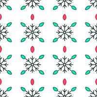 Snowflake and Christmas lights seamless tile pattern with sparkling winter accents concept as Sparkling Christmas lights paired with snowflakes create a seamless tile pattern with Seamless Set vector
