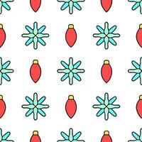 Frosty snowflake and holiday lights seamless tile pattern with glowing winter accents concept as Glowing holiday lights paired with frosty snowflakes create a seamless tile pattern Seamless Set vector