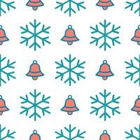Elegant snowflake and Christmas bell seamless tile pattern with festive winter elements concept as Festive Christmas bells paired with elegant snowflakes create a seamless tile pat Seamless Set vector