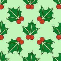 Festive holly and berry seamless tile pattern with rich red and green tones concept as Rich red holly leaves and berries create a festive seamless tile pattern with vibrant winter Seamless Set vector