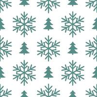 Elegant snowflake and tree silhouette seamless tile pattern with frosty winter forest concept as Snowflakes paired with tree silhouettes create an elegant seamless tile pattern wit Seamless Set vector