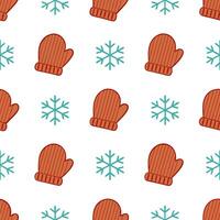 Cozy winter mittens and snowflake seamless tile pattern with warm textures and chilly accents concept as Warm textured mittens paired with snowflakes create a cozy seamless tile pa Seamless Set vector