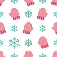 Snowflake and mittens seamless tile pattern with cozy winter elements and soft hues concept as Cozy winter elements like mittens paired with snowflakes create a seamless tile patte Seamless Set vector
