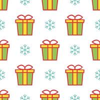 Snowflake and festive gift seamless tile pattern with colorful holiday elements concept as Colorful holiday gifts paired with snowflakes create a seamless tile pattern with festive Seamless Set vector