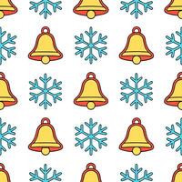 Snowflake and holiday bells seamless tile pattern with sparkling winter accents and festive tones concept as Sparkling holiday bells paired with snowflakes create a seamless tile p Seamless Set vector