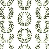 Greek meander and olive branch seamless tile pattern with classic white and green tones concept as Classic white and green tones highlight Greek meander patterns intertwined with o Seamless Set vector
