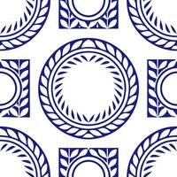 Greek meander patterns and olive branches seamless tile pattern with classic blue and white tones concept as Classic blue and white tones highlight Greek meander patterns intertwin Seamless Set vector