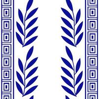 Greek key patterns and olive branches seamless tile design with classic white and blue tones concept as Classic white and blue tones highlight Greek key patterns intertwined with o Seamless Set vector
