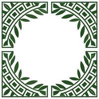 Greek key patterns and olive branches seamless tile design with classic white and green hues concept as Classic white and green hues highlight Greek key patterns intertwined with o Seamless Set vector