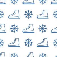 Snowflake and ice skates seamless tile pattern with dynamic winter sports elements concept as Dynamic ice skates paired with snowflakes create a seamless tile pattern with winter s Seamless Set vector